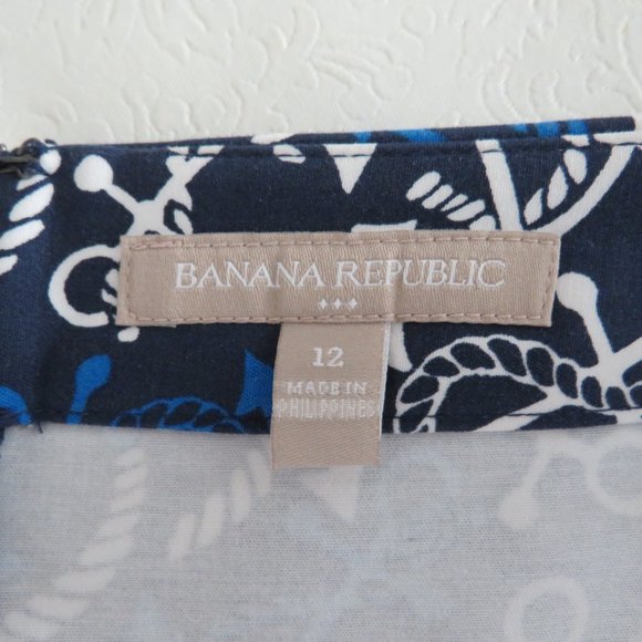 Banana Republic Sea Anchor Rope Symbols Women’s Blue Skirt Size 12 - Picture 4 of 11